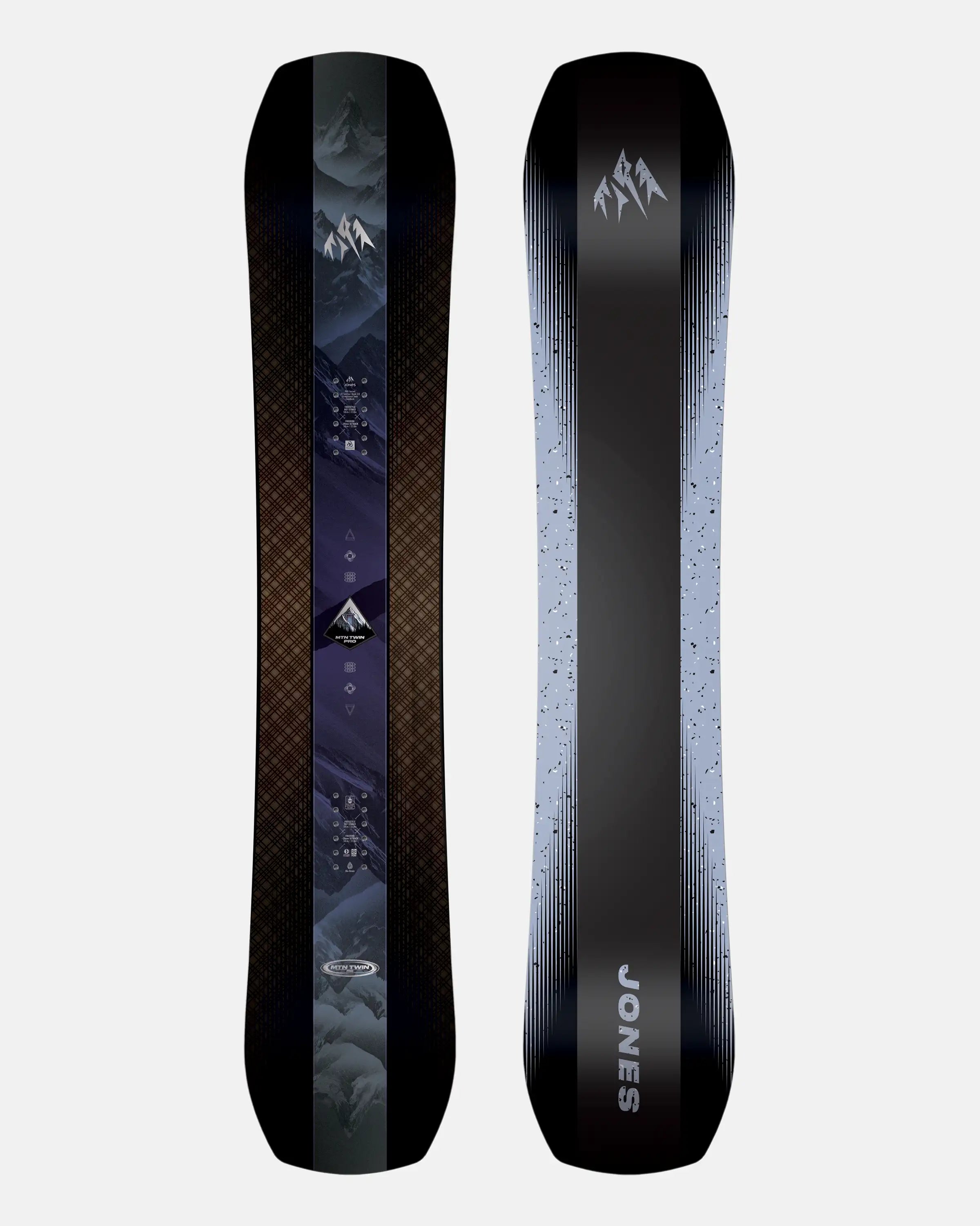 Jones Men's Mountain Twin Pro, topsheet en base naast elkaar