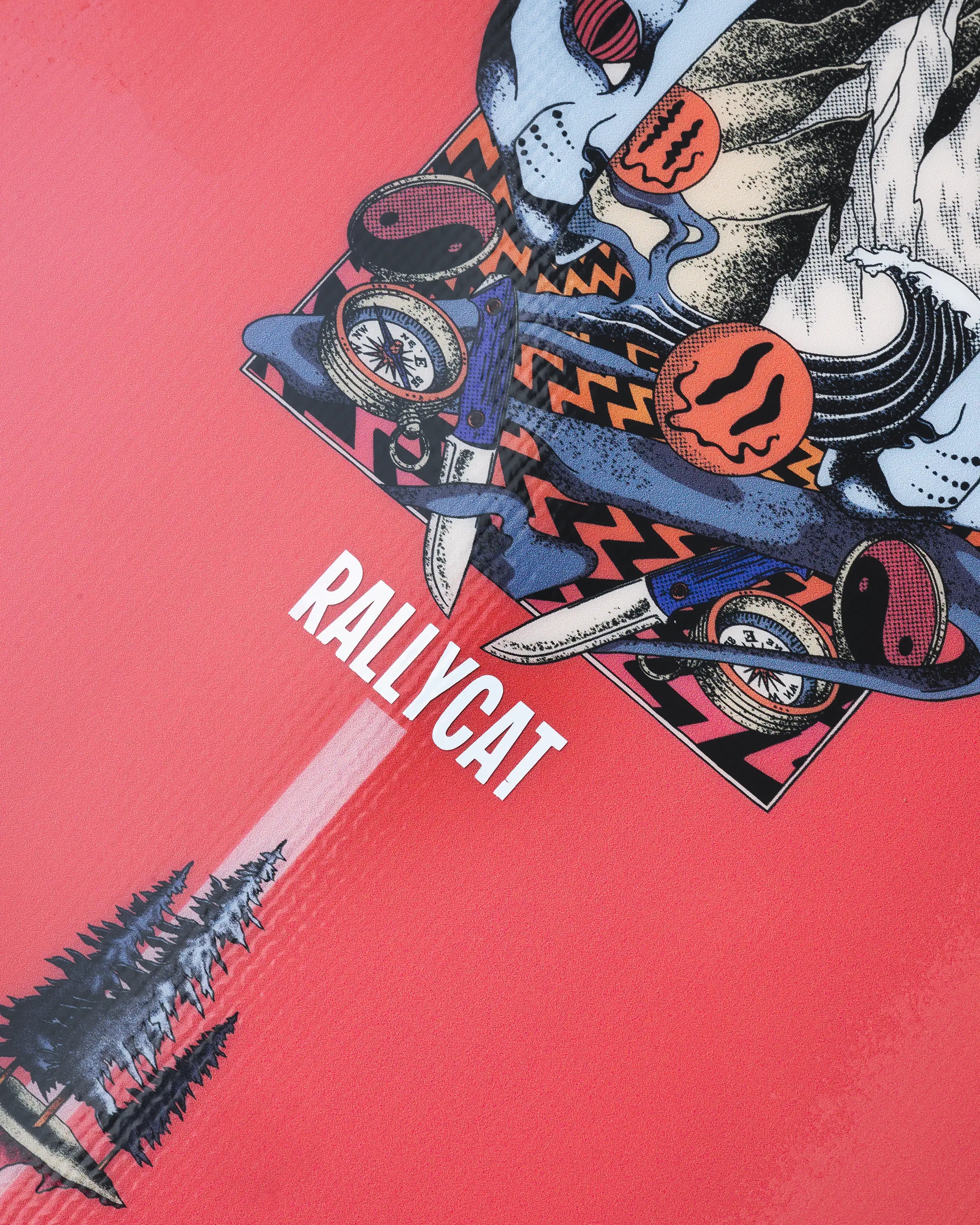 Jones Women's Rally Cat, close-up van de topsheetprint