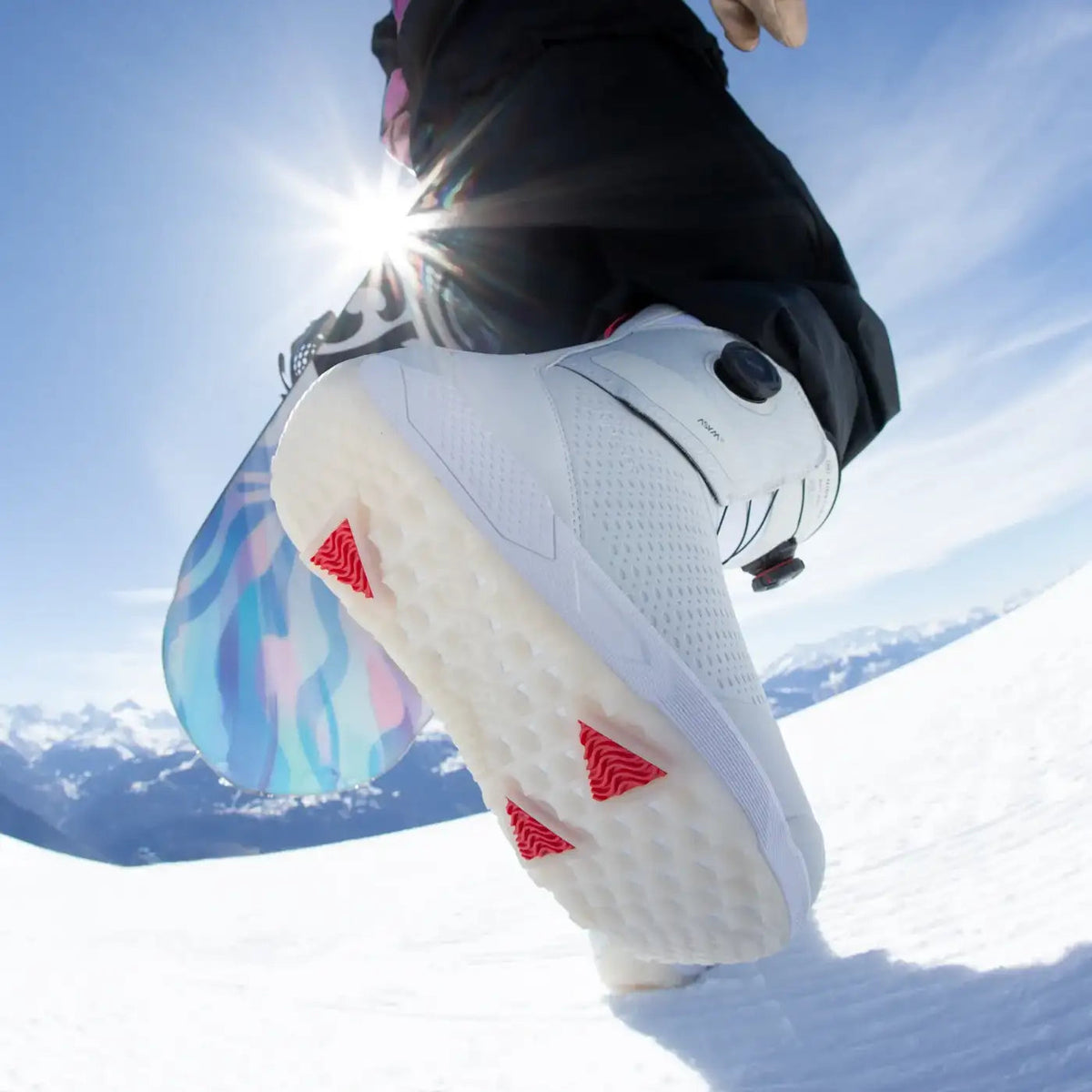 Nidecker Rift Pro snowboardschoen wit in de sneeuw