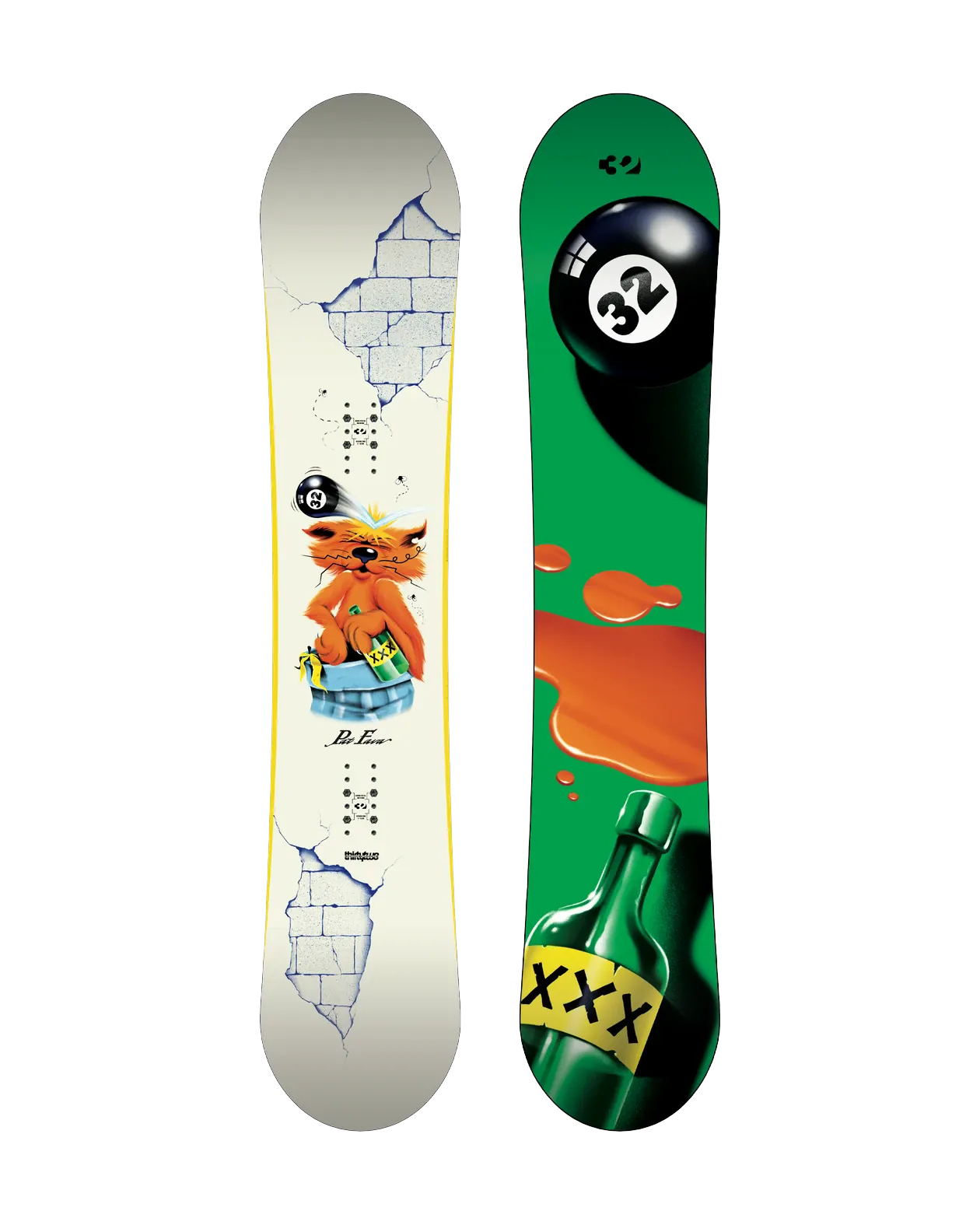 ThirtyTwo XXX Fava Pro wit-groen, topsheet en base naast elkaar