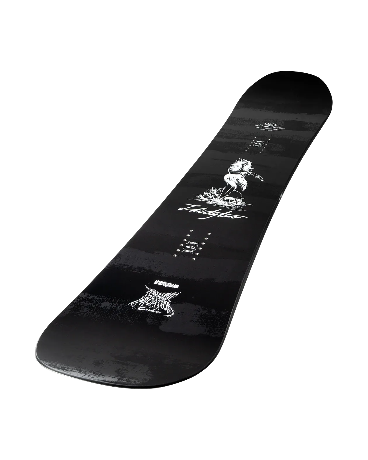ThirtyTwo Permanent Vacation Carbon zwart-wit, topsheet schuin van boven