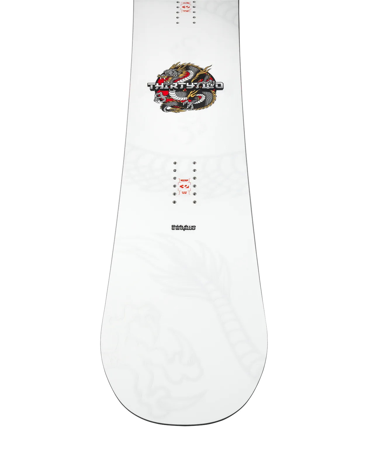 ThirtyTwo T32M Carbon wit-zwart, detail topsheet met logo en inserts