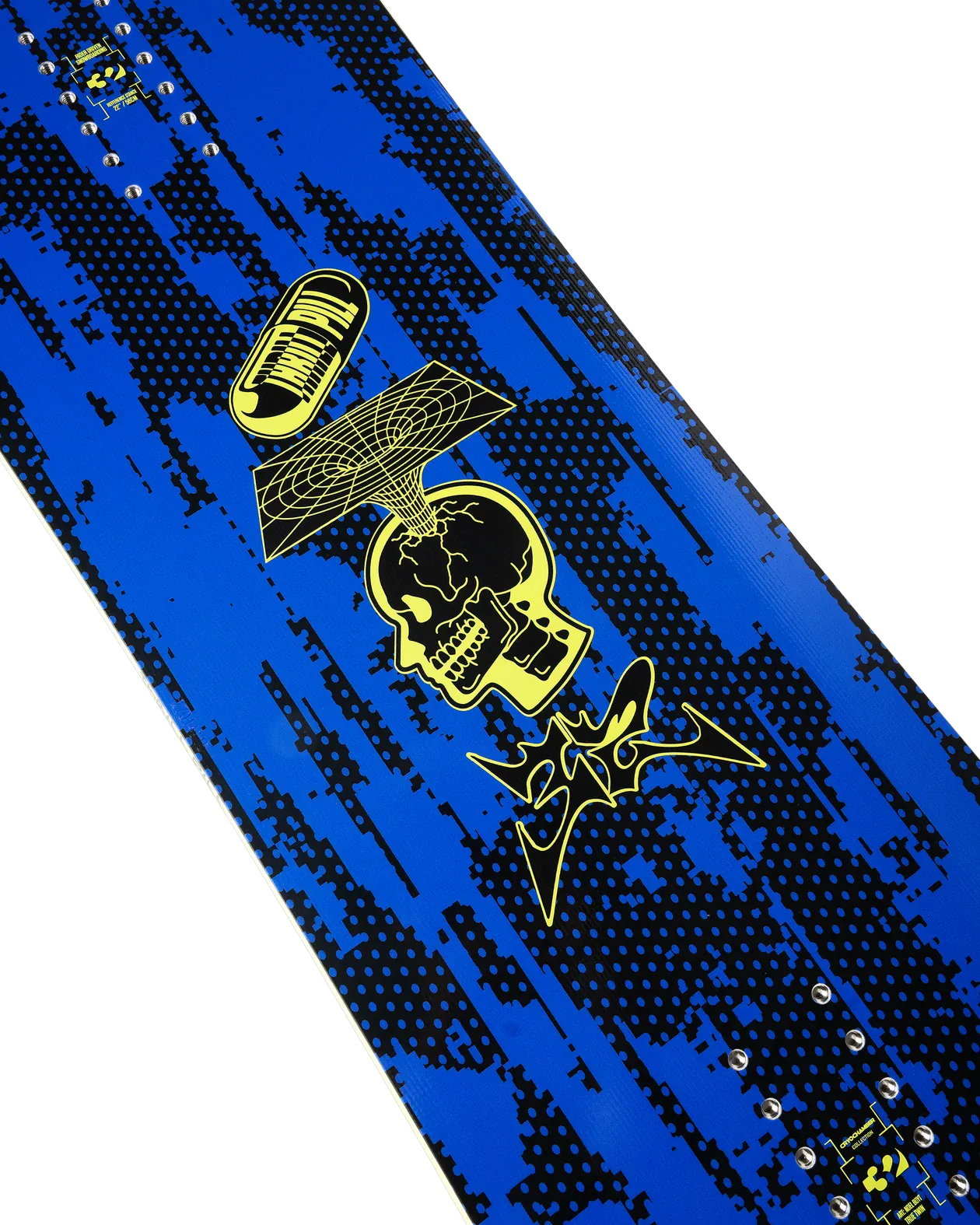 ThirtyTwo Thrill Pill blauw-geel, detail topsheet met print