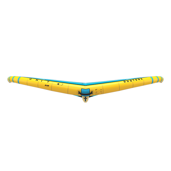 Duotone Unit D/LAB 2026 van boven: leading edge en strut van Aluula Gold