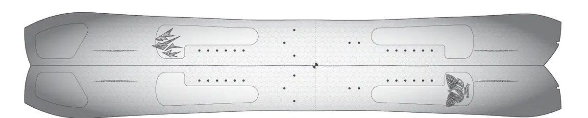 Jones Ultralight Butterfly Splitboard: compacte directionele outline met low taper