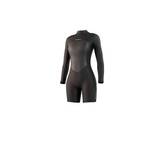 Mystic - Brand Longarm Shorty 3/2mm Bzip Flatlock Women - Black - L - GearFreak