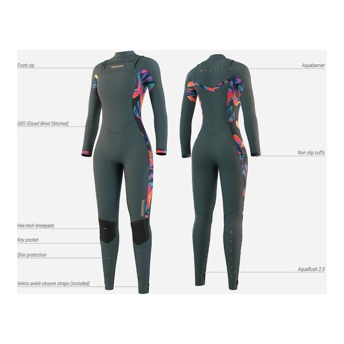 Mystic - Dazzled Fullsuit 5/3 Fzip Women - Black - GearFreak