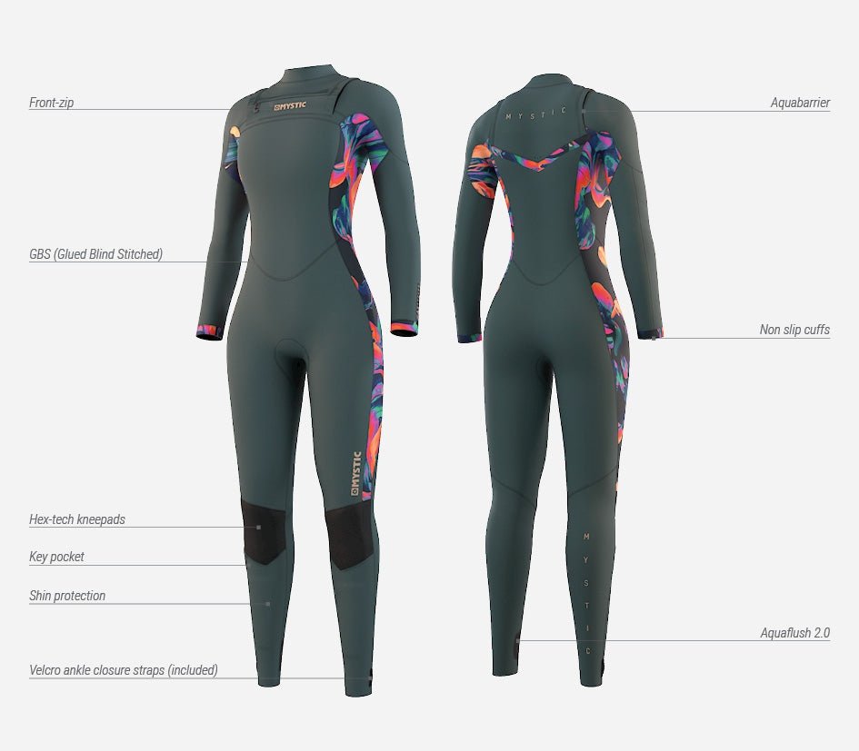 Mystic - Dazzled Fullsuit 5/3 Fzip Women Black - 34/XS - GearFreak