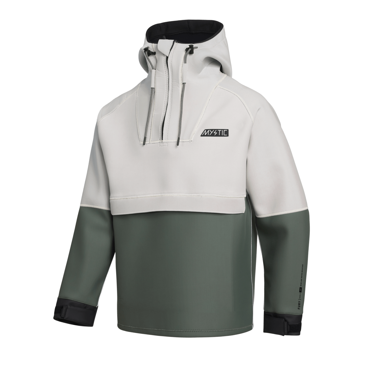 Mystic - Fury Neoprene Hoodie 3/2mm - Dark Olive - L - GearFreak