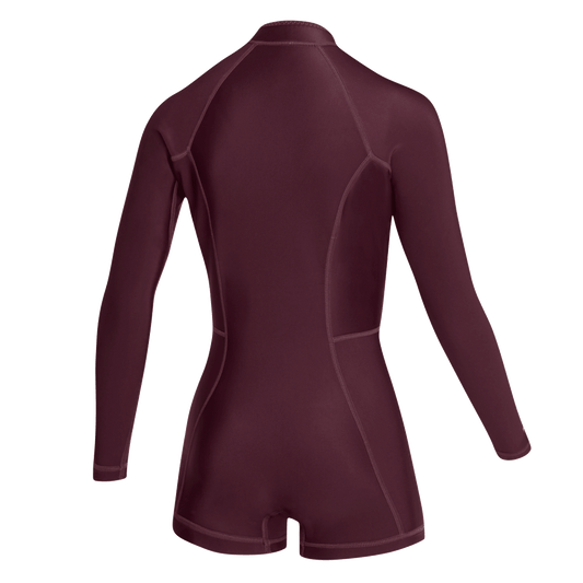 Mystic - Lunar Longarm Shorty 2/2mm Fzip Women - Oxblood Red - L - GearFreak