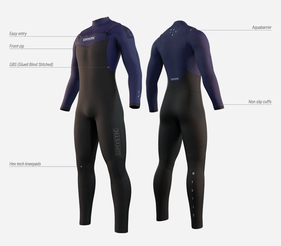 Mystic - Star Fullsuit 4/3mm Fzip Black - 46/XS - GearFreak