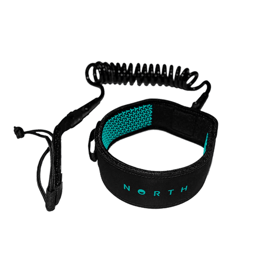 North Foil - Calf Leash Coiled Wing/Surf/SUP Leash - Black - O/S - GearFreak