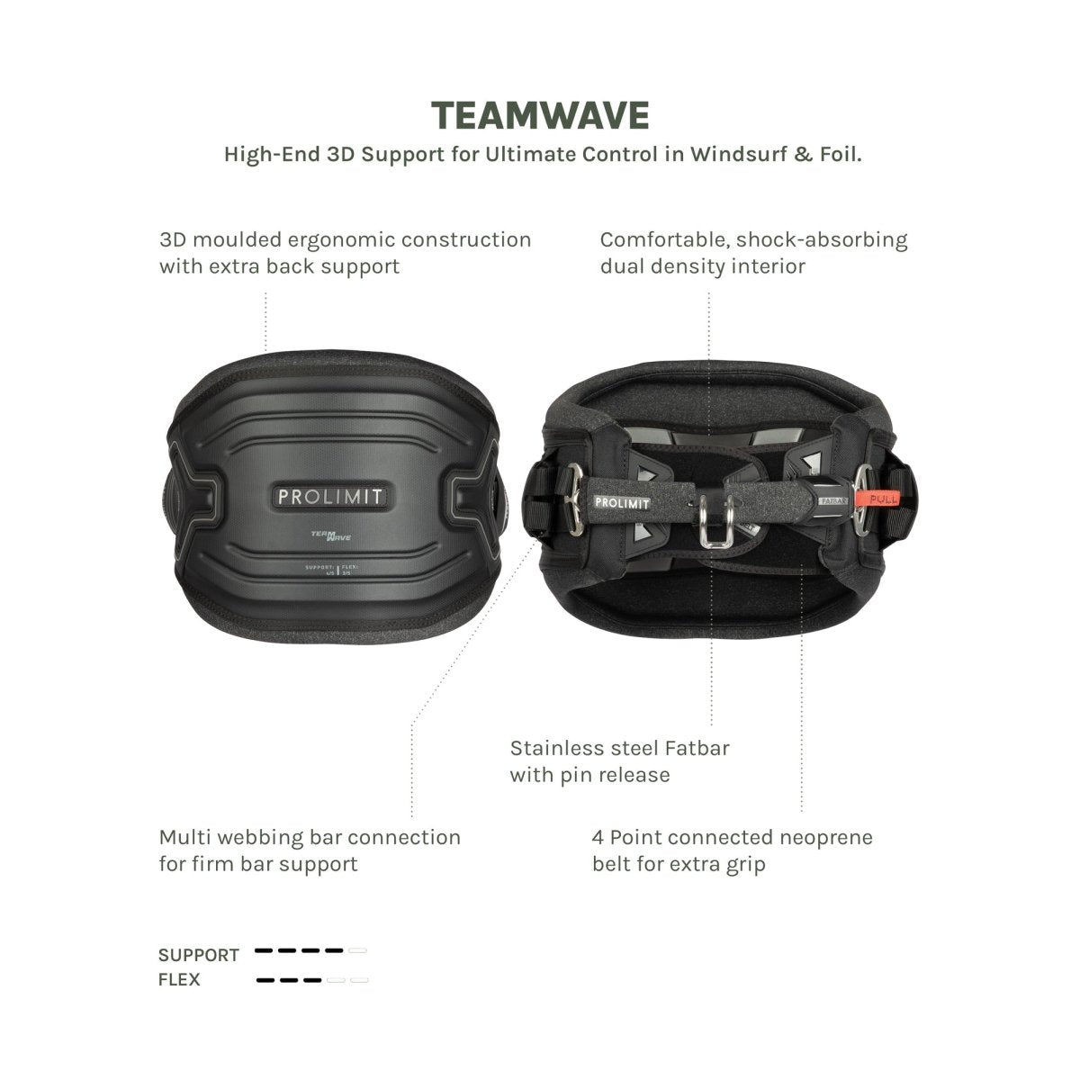 Teamwave Windsurf Waist Harness - Black
