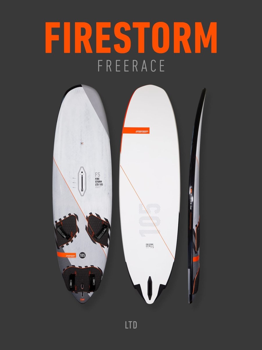 RRD Firestorm LTD Y28 freerace windsurfboard - overzicht dek en onderkant