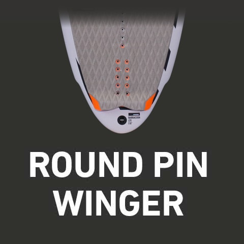 RRD Barracuda kiteboard met round pin winger tail