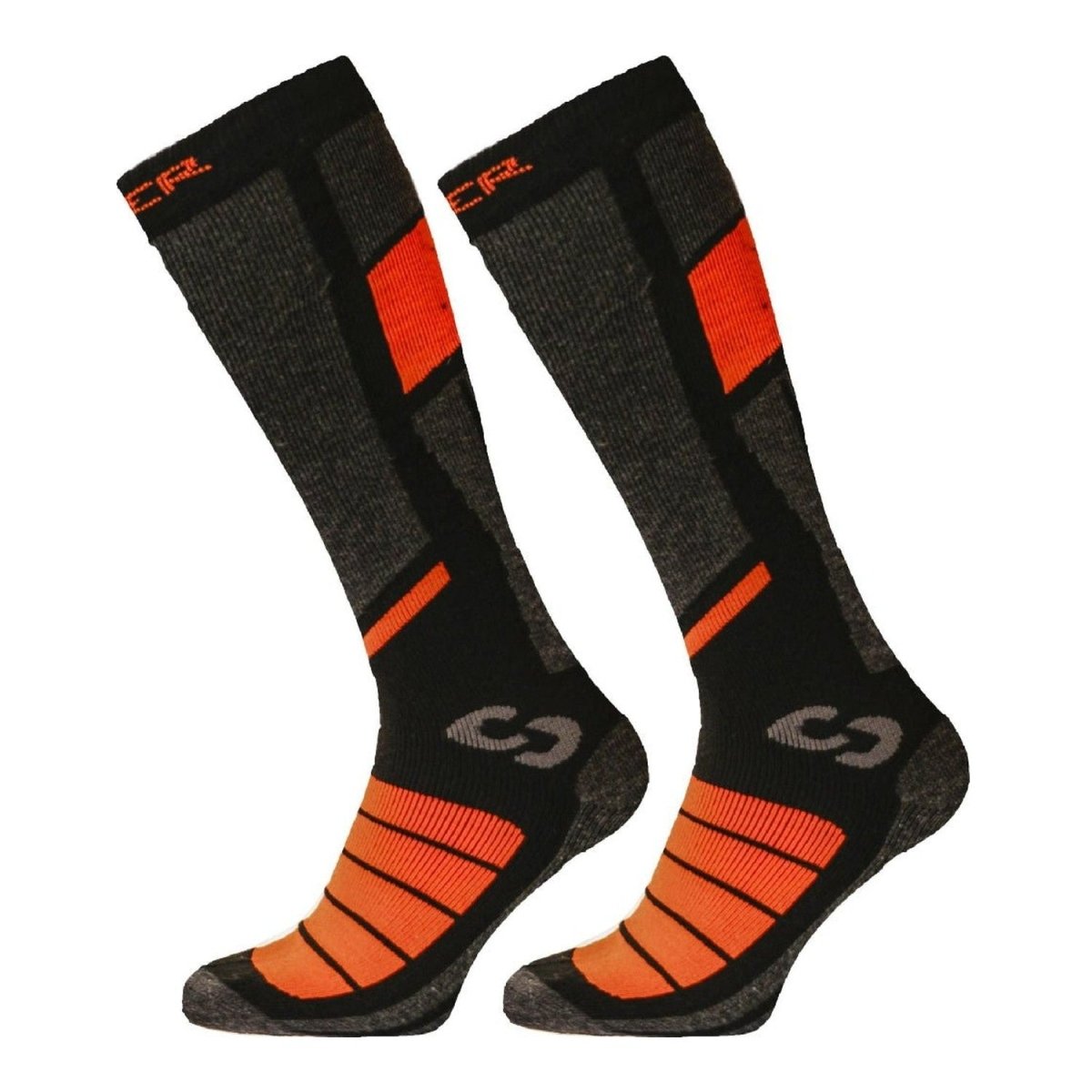 Sinner - Pro Skisokken 2-Pak - Zwart-Oranje - GearFreak