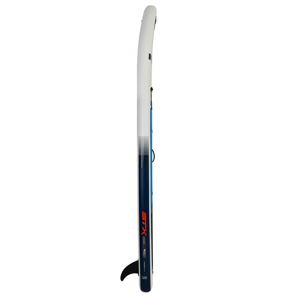 STX iSup Cruiser SUP-board van opzij, met neusrocker en achtervin
