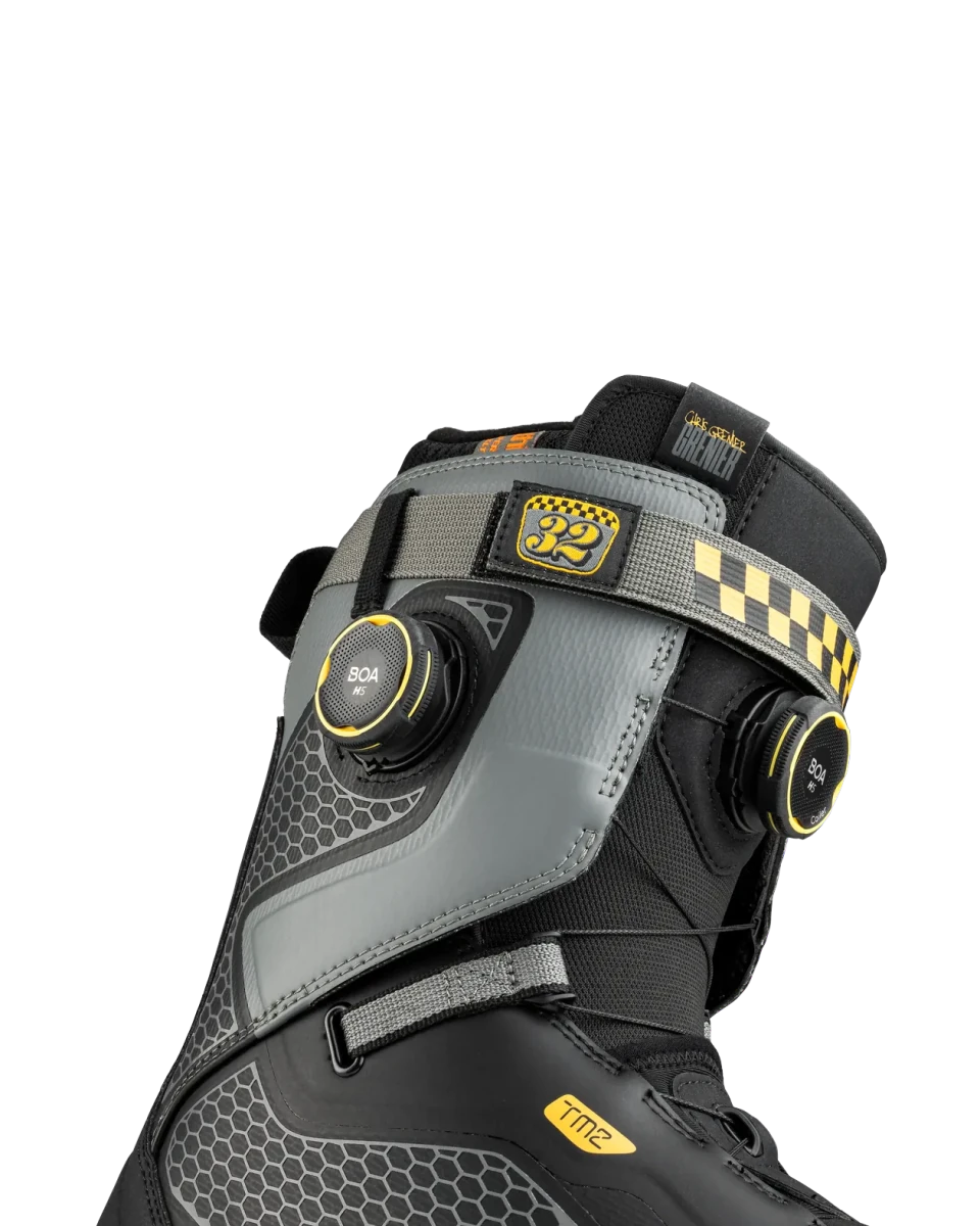 ThirtyTwo TM-2 XLT DB Grenier grijs-geel, detail van de BOA-sluitingen