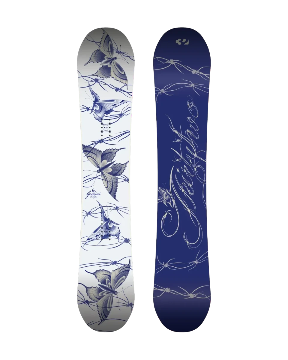 ThirtyTwo Gemini wit-blauw, topsheet en base naast elkaar